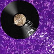 painted vinyl record and melody on a purple background