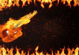 painted fire guitar and flame