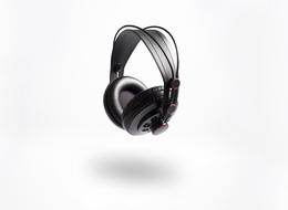 drawn big black headphones on a white background