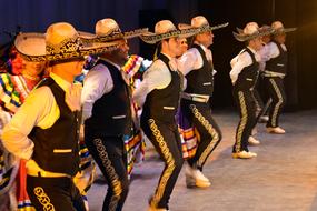 People on the Mariachi performance, in the colorful and beautiful costumes and sombreros in Tijuana, Baja California, Mexico