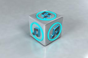 cube model with musical notes