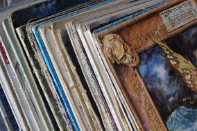 Colorful and beautiful album covers with the patterns, in the row
