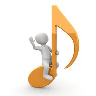 White, 3d figure on the orange music sign at white background