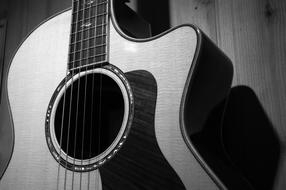 black and white photo of the guitar body