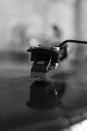 head of turntable on disk close up