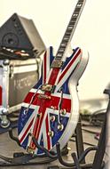 guitar in UK flag style