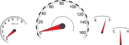 set of indicators for car dashboard, drawing