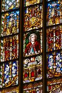 colorful stained glass window in St. Thomas Church in Leipzig