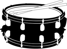 drum with sticks, black and white drawing
