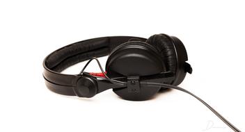 Black Headphones on a white