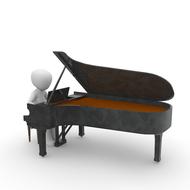 abstract person plays piano, render