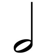 Beautiful, black clef note, at white background
