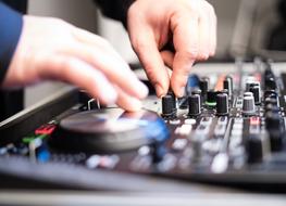 Dj Desk Mixer and hands