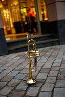the pipe stands on the pedestrian zone