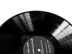 black and white photo of part of a vinyl record