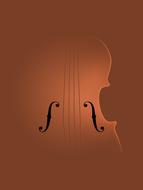 transparent body of violin at brown background, drawing