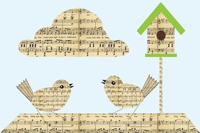 birds cute whimsical drawing