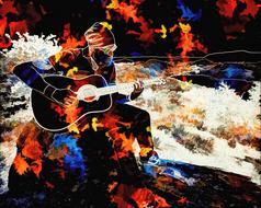 colorful art image of a guitarist