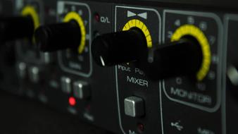 Controllers of Music Mixer on panel