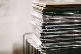 stack of Compact disks close up