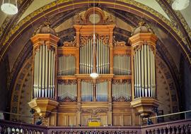 big red Church Organ