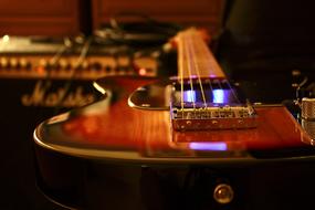 Guitar Amplifier Marshall close up on blurred background