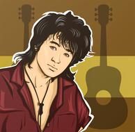 Viktor Tsoi, russian rock musician, drawing