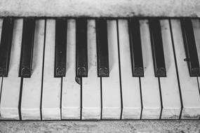 old piano keys close up