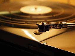 macro photo of an audio device for listening to vinyl records
