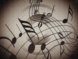 drawn music notes on gray card