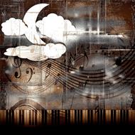 music at night, collage, background