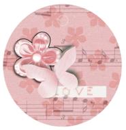 pink wallpaper with music notes and flowers