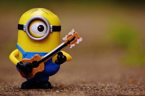 Minion with Guitar, close up of toy