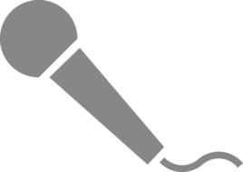 Grey icon of microphone, at white background, clipart