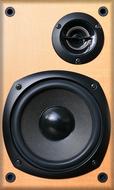 image of a wooden audio speakers on white background