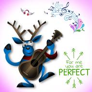 funny deer playing guitar drawing