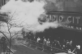 monochrome photo of Radio City Music Hall