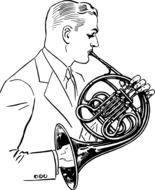 french horn instrument as a drawing