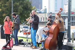 a group of street musicians in New Orleans
