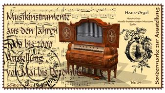 stamp musical instrument organ drawing