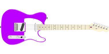 horizontal image of violet-white guitar