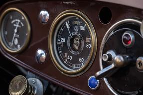 dashboard of an old retro car