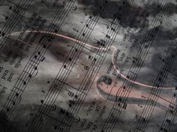 music notes and violin silhouette