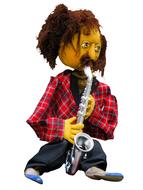 musician plays saxophone, Puppet