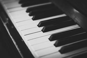 Piano Keys in black and white background close-up