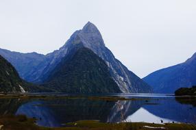 panoramic view of Milford Bay in New Zealand
