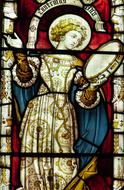woman with tambourine, stained glass Church Window