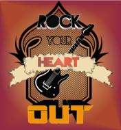 rock and roll music heart drawing