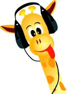 cartoon giraffe in headphones