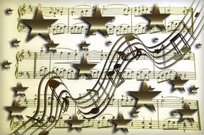 star gold music Partitur drawing